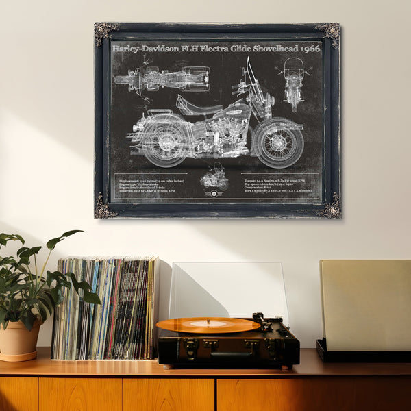 Harley-Davidson FLH Electra Glide Shovelhead 1966 Motorcycle Patent Print