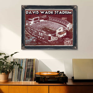 Davis Wade Stadium -  Mississippi State Football Vintage Art Print