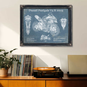 Ducati Panigale V4 R 2019 Vintage Blueprint Motorcycle Patent Print