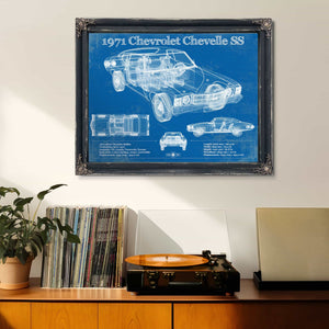 1971 Chevrolet Chevelle SS 454 Original Blueprint Art