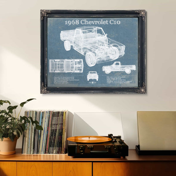 1968 Chevrolet C10 Pickup Fleet Side Truck Vintage Blueprint