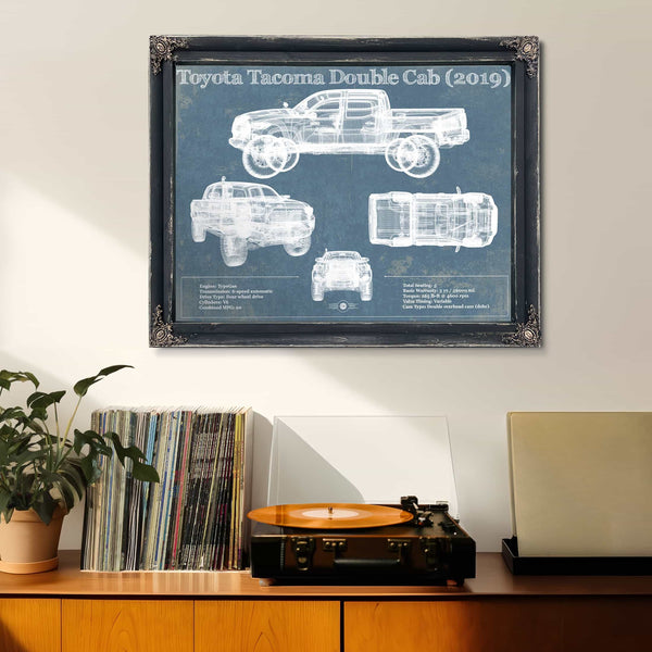 Toyota Tacoma Double Cab (2019) Vintage Blueprint Auto Print