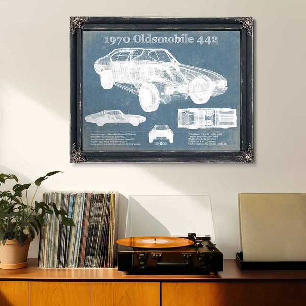 1970 Oldsmobile 442 Vintage Blueprint Auto Print