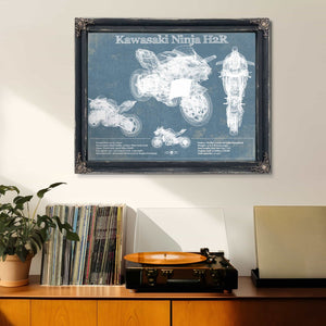 Kawasaki H2R Ninja Blueprint Motorcycle Patent Print