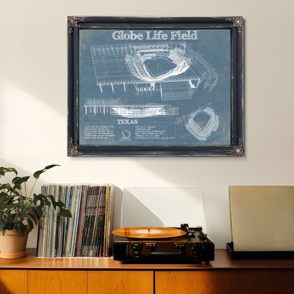 Texas Rangers -  Globe Life Field Vintage Stadium Baseball Print