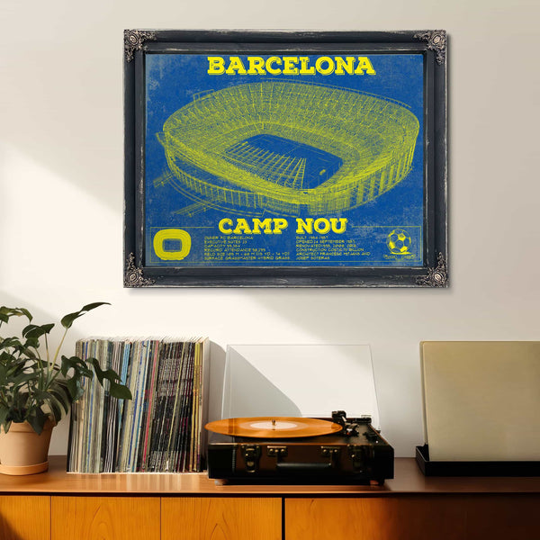 Vintage FC Barcelona Camp Nou Team Color Stadium Soccer Print