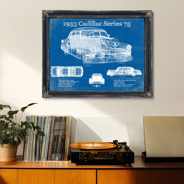 1953 Cadillac Series 75 Vintage Blueprint Auto Print