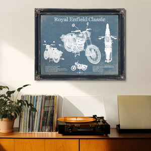 Royal Enfield Classis 350 And 500 Blueprint Motorcycle Patent Print