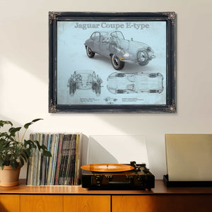 Jaguar Coupe E Type Car Original Blueprint Art