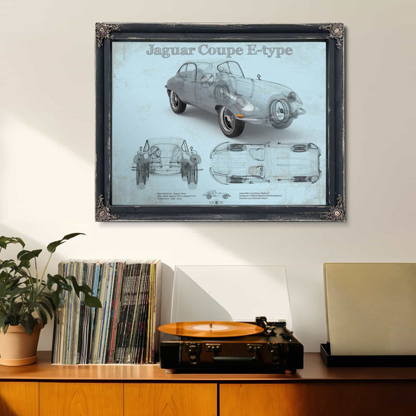 Jaguar Coupe E Type Car Original Blueprint Art
