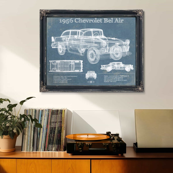 1956 Chevrolet Bel Air Blueprint Vintage Auto Print