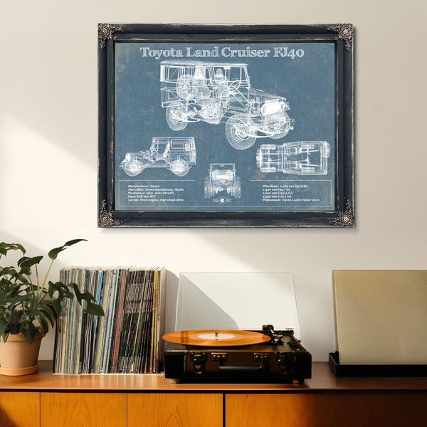 Toyota Land Cruiser FJ40 Blueprint Vintage Auto Print