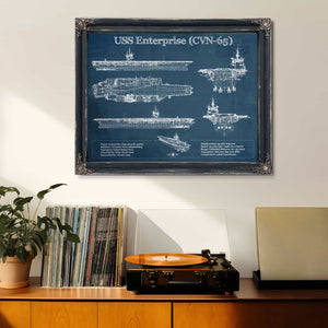 USS Enterprise (CVN-65) Aircraft Carrier Blueprint Original Military Wall Art - Customizable