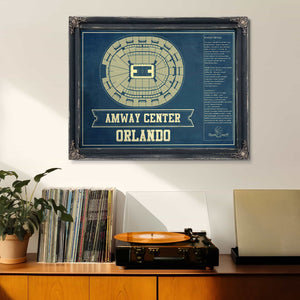 Orlando Magic Amway Center Vintage Basketball Blueprint NBA Print