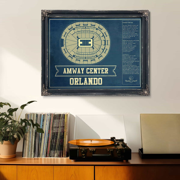 Orlando Magic Amway Center Vintage Basketball Blueprint NBA Print