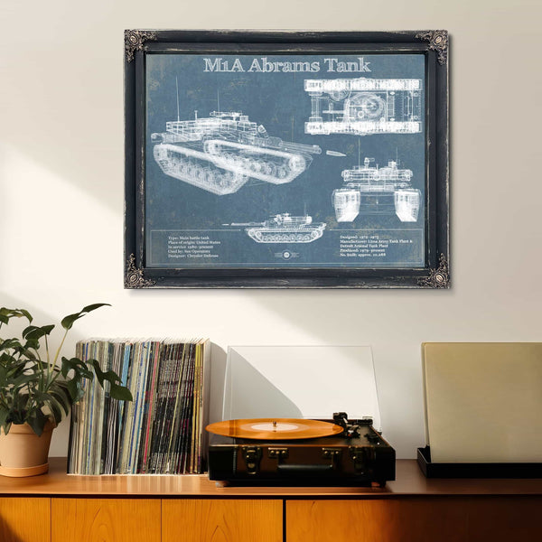 M1A Abrams Tank Vintage Blueprint Print