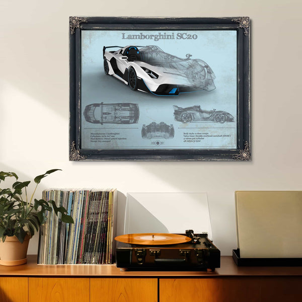 Lamborghini Sc20 Blueprint Vintage Auto Print