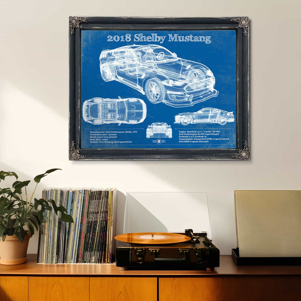 2018 Ford Mustang Shelby Super Snake Coupe Blueprint Vintage Auto Print