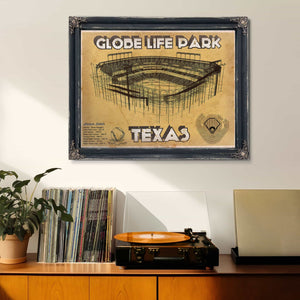 Texas Rangers - Globe Life Park Vintage Stadium Baseball Print