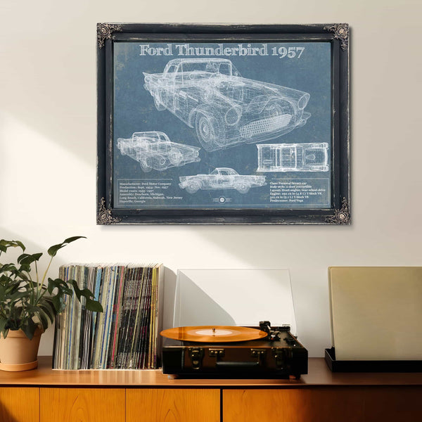 Ford Thunderbird 1957 Blueprint Vintage Auto Print