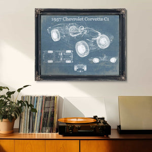 1957 Chevrolet Corvette C1 Vintage Blueprint Auto Print