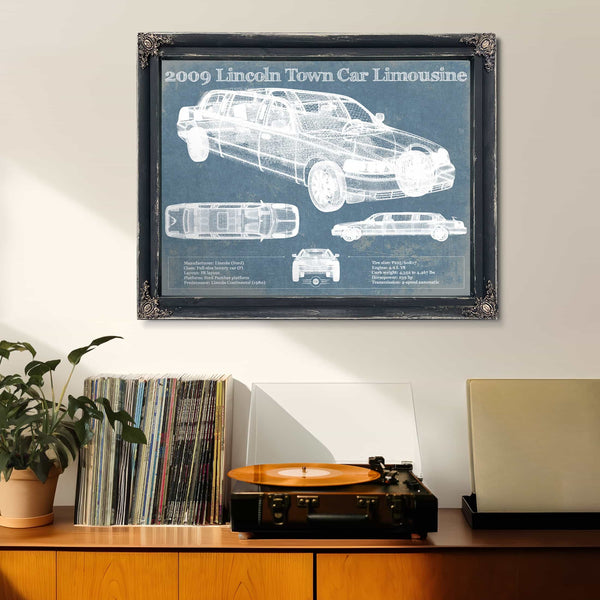 2009 Lincoln Town Car Limousine Vintage Blueprint Auto Print