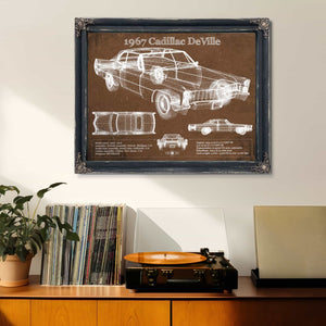 1967 Cadillac DeVille Blueprint Vintage Auto Print