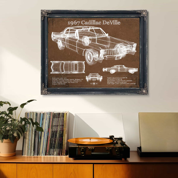 1967 Cadillac DeVille Blueprint Vintage Auto Print