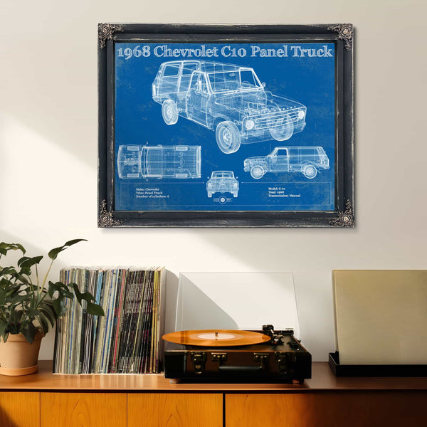 1968 Chevy C10 Pickup Panel Truck Vintage Blueprint