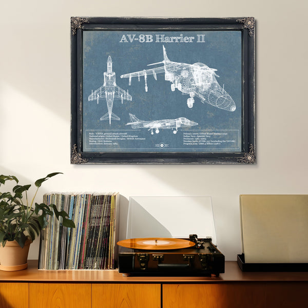 McDonnell Douglas AV-8B Harrier II Patent Blueprint Original Design Wall Art