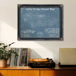 1969 Dodge Super Bee Blueprint Vintage Auto Print