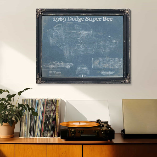 1969 Dodge Super Bee Blueprint Vintage Auto Print
