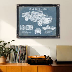 1960 Ford F-100 Blueprint Vintage Auto Print