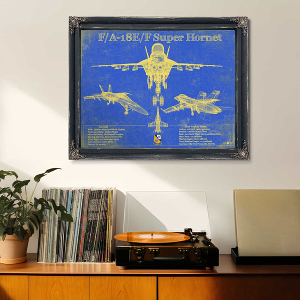 F/A-18F Super Hornet Patent Blueprint Original Military Wall Art