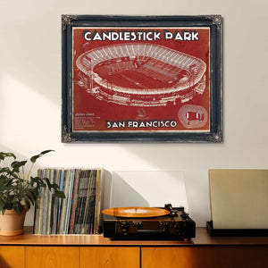 San Francisco 49ers - Vintage Candlestick Park Football Print