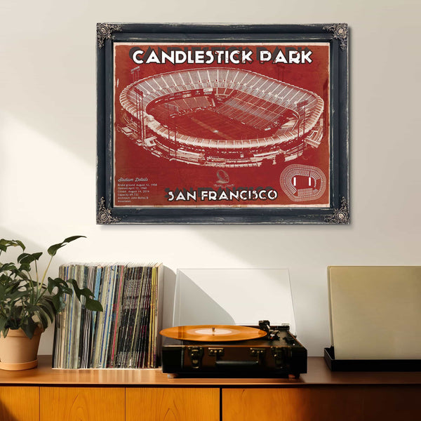 San Francisco 49ers - Vintage Candlestick Park Football Print