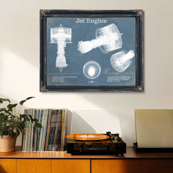 Jet Engine Vintage Original Blueprint Print