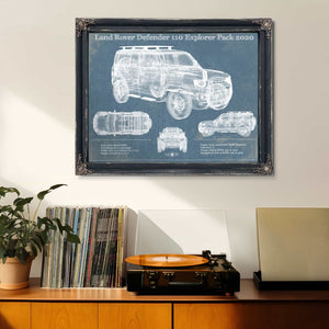 Land Rover Defender 110 Explorer Pack Vintage Blueprint Auto Print