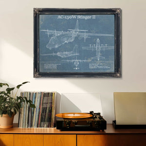 AC-130W Stinger II Vintage Aviation Blueprint Military Print