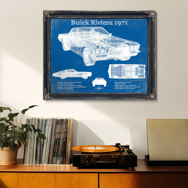 1971 Buick Riviera Blueprint Vintage Auto Print