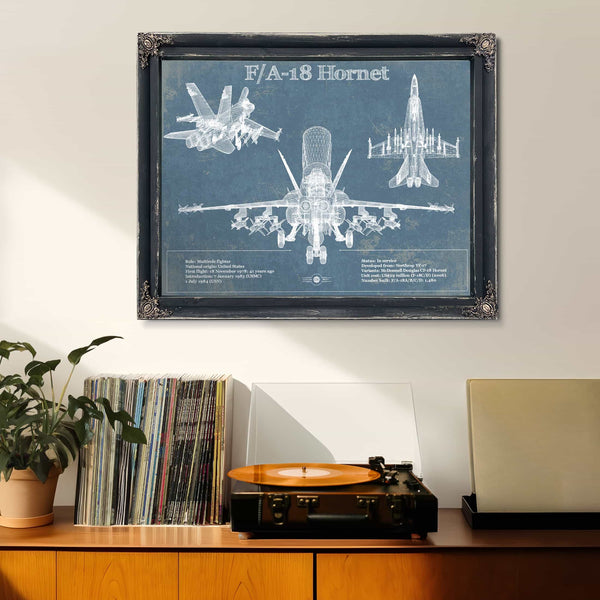 F/A-18 Hornet Blueprint Original Military Wall Art