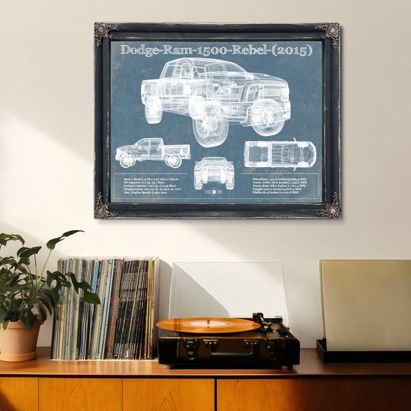 Dodge Ram 1500 Rebel (2015) Vintage Blueprint Auto Print