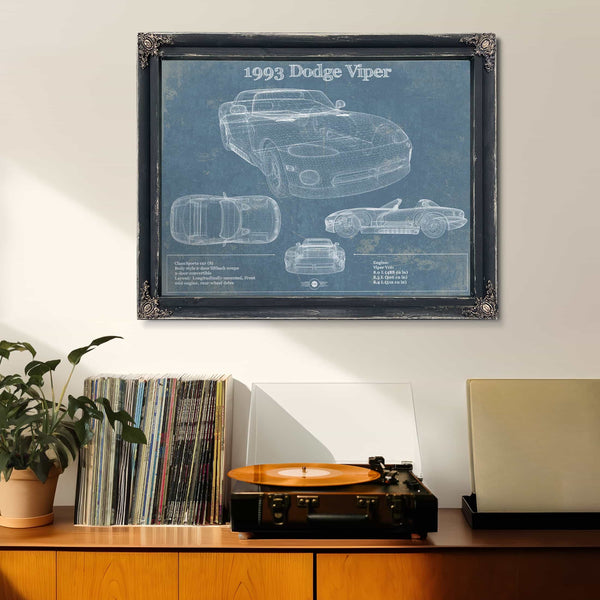 1993 Dodge Viper Vintage Blueprint Auto Print