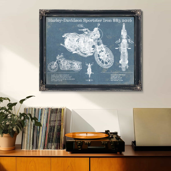Harley-Davidson Sportster Iron 883 2016 Blueprint Motorcycle Patent Print