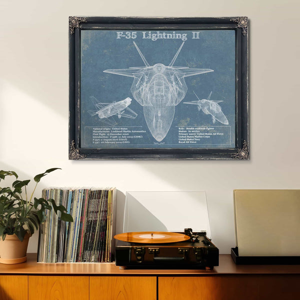 F-35 Aircraft Patent Blueprint Original Design Wall Art