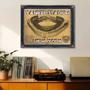 NY Yankees - Yankee Stadium Blueprint Vintage Baseball Print