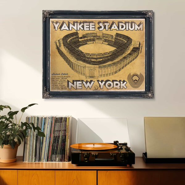 NY Yankees - Yankee Stadium Blueprint Vintage Baseball Print