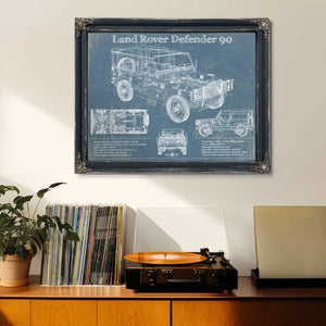 Land Rover Defender 90 Blueprint Vintage Auto Patent Print
