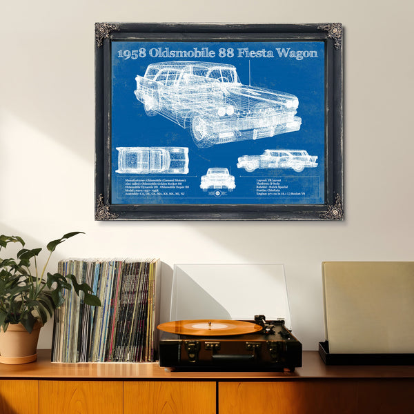 1958 Oldsmobile 88 Fiesta Wagon Vintage Blueprint Auto Print