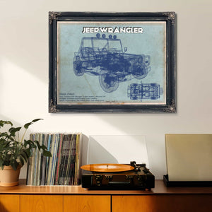 Jeep Wrangler Vintage Blueprint Auto Print